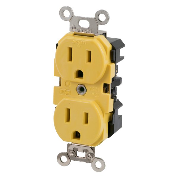 Marinco® - 15 A 125 V 2-Pole 3-Wire Yellow Duplex Straight Receptacle