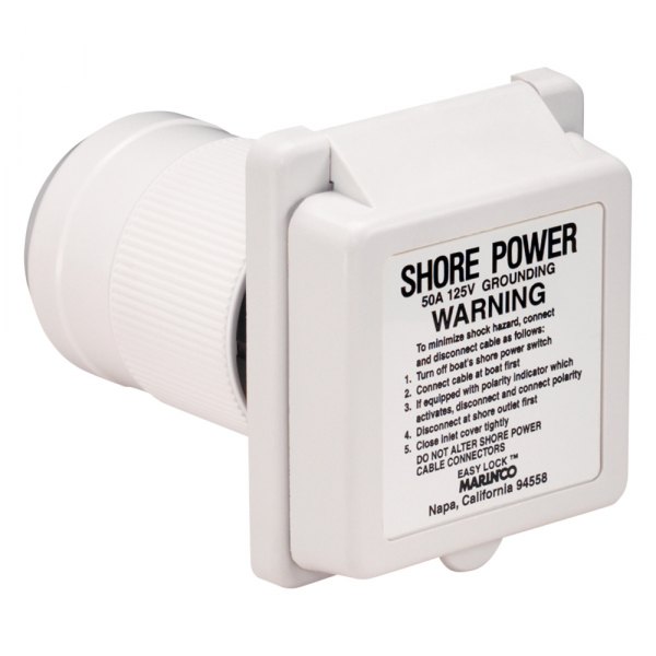 Marinco® - 50 A 125 V 4-Wire White Polyester Power Inlet