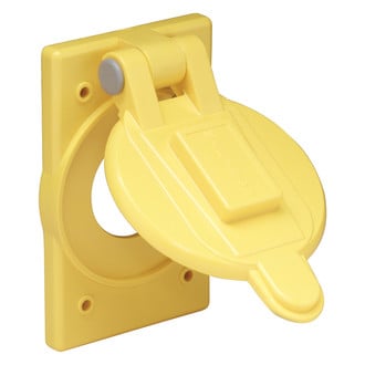 Marinco® 7420CR - Yellow Polycarbonate Cover with Lift Lid for 15/20/30 A Single Receptacles