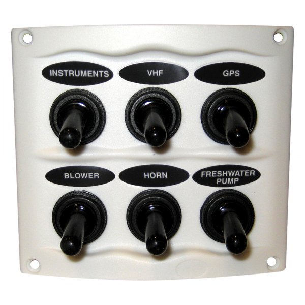 Marinco® - Waterproof Series 6-Gang 12 V DC 20 A White Toggle Switch Panel