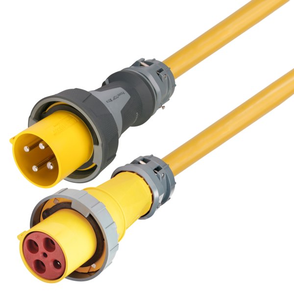 Marinco® - 100 A 125/250 V 75' Yellow Power Cord with Neutral Wire & Female End