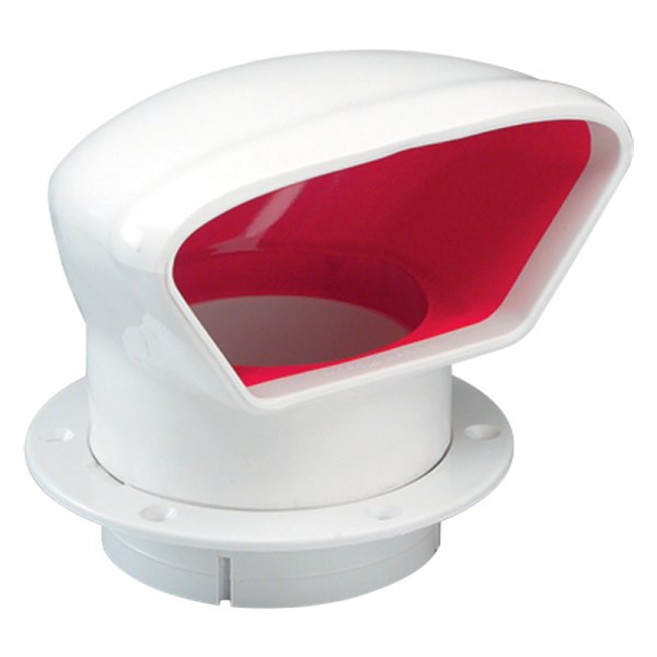 Marinco® - Deluxe 3" D x 4-1/2" H White/Red PVC Snap-In Low Profile Cowl Vent