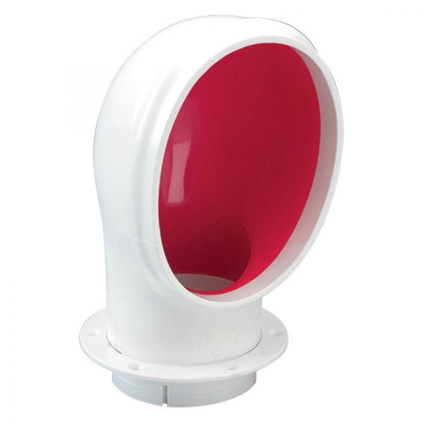 Marinco® - Deluxe 3" D x 6" H White/Red PVC Snap-in Standard Cowl Vent