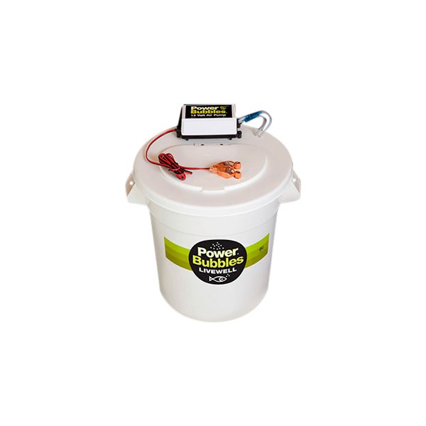 Marine Metal Products® - Power Bubbles 16" x 12.62" x 17.75" 10 gal White Plastic Livewell Bucket with Aerator