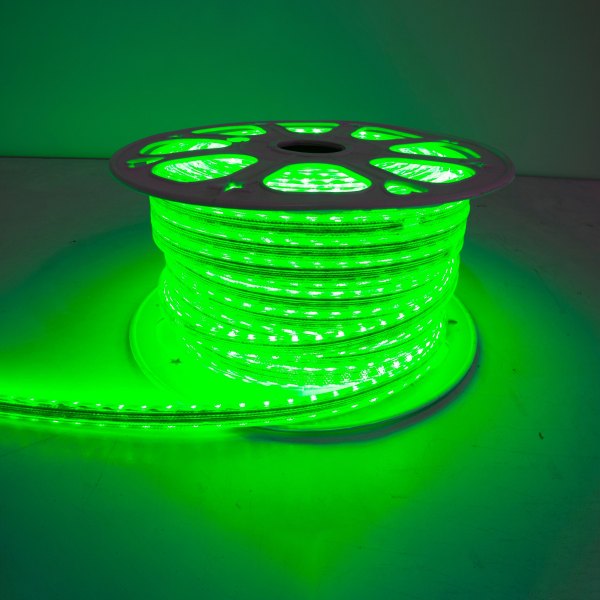 Marine Sport Lighting® - 164'L 110V AC Green Clear Silicone Surface Mount Pier LED Strip Light
