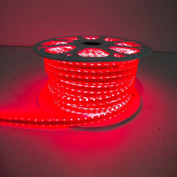 Marine Sport Lighting® - 164'L 110V AC Red Clear Silicone Surface Mount Pier LED Strip Light