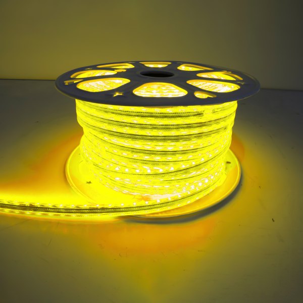 Marine Sport Lighting® - 164'L 110V AC Yellow Clear Silicone Surface Mount Pier LED Strip Light