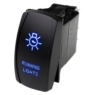 Marine Sport Lighting® MSTLS01B - 12 V DC 20 A On/Off Blue 1-Pole SPST LED Rocker Switch for Running Lights , 5 Pieces