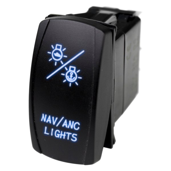 Marine Sport Lighting® - 12 V DC 20 A On/Off Blue 1-Pole SPST LED Rocker Switch for NAV Lights, 5 Pieces