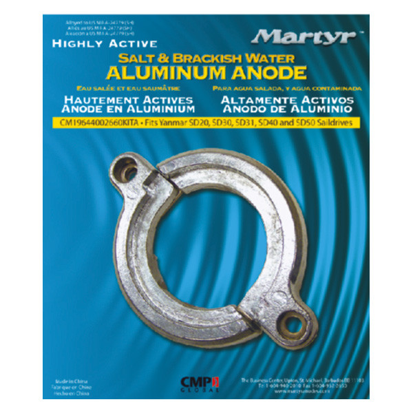 Martyr® CM19644002660KZ - Yanmar Zinc Bearing Carrier Anode Kit 