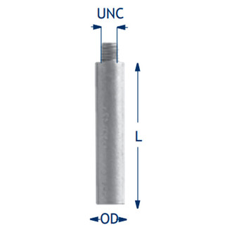 Martyr® - 1.75" L x 0.5" D 3/8" UNC Zinc Pencil Anode W/O Plug