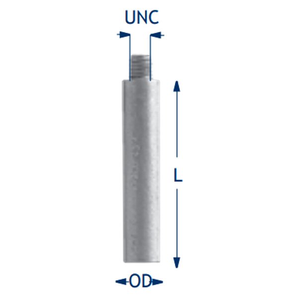 Martyr® - 1.5" L x 0.5" D 3/8" UNC Zinc Pencil Anode w/o Plug