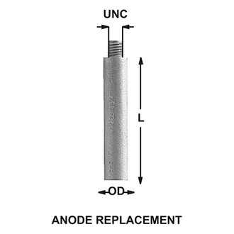 Martyr® - 3.625" L x 0.75" D 1/2" UNC Zinc Pencil Anode W/O Plug