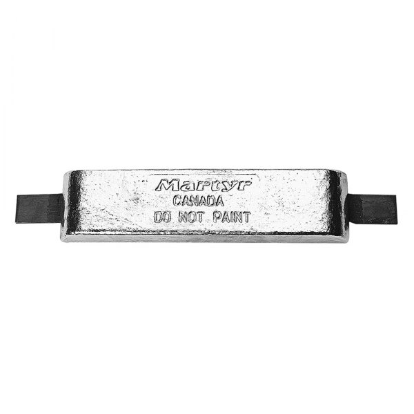 Martyr® - 12" L x 3" W x 1.25" H Aluminum Rectangular Hull Plate Anode with Straps