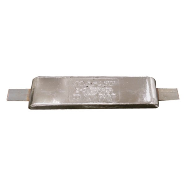 Martyr® - 12" L x 3" W x 1.25" H Zinc Rectangular Hull Plate Anode with Straps