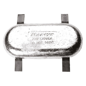 Martyr® - 14" L x 6.5" W x 1.3" H Zinc Rectangular Hull Plate Anode with Straps