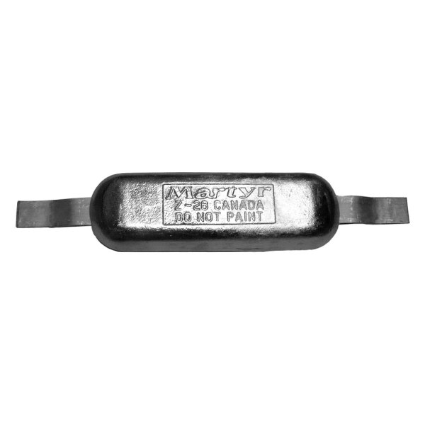 Martyr® - 13.3" L x 4.3" W x 2.25" H Aluminum Oval Hull Plate Anode with Straps