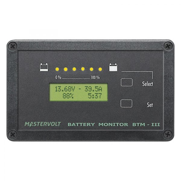 Mastervolt® - Masterlink BTM-III 4.7" x 2.6" Gray Dial/Black Bezel Surface Mount Battery Monitor