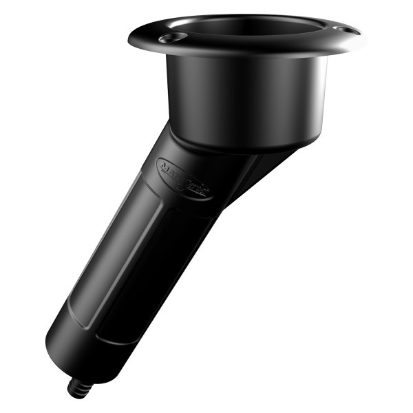 Mate Series® - 30° 2" I.D. Black ABS Plastic Side & Deck Mount Round-Drain Rod & Cup Holder