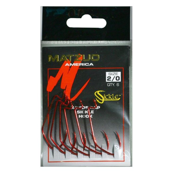 Matzuo America® - X-Tra Wide Gap Worm Sickle™ 2/0 Size Red Hooks