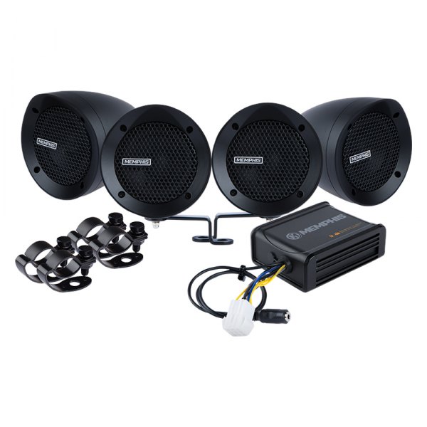 Memphis Audio® - 100W 2-Way 4-Ohm 3" Black Bullet Style Wake Tower Speakers with Amplifier, 4 Pack