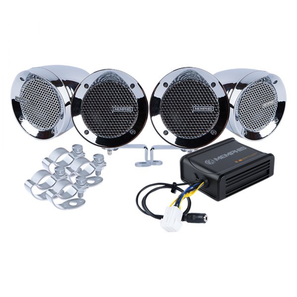 Memphis Audio® - 100W 2-Way 4-Ohm 3" Chrome Bullet Style Wake Tower Speakers with Amplifier, 4 Pack