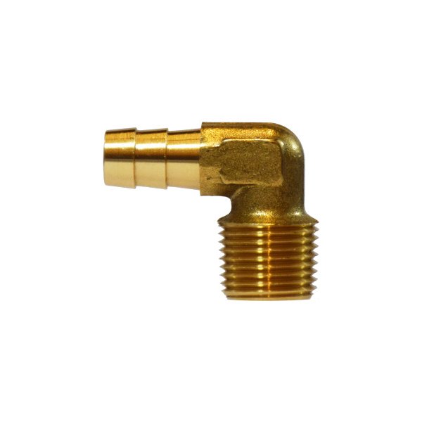 Midland Metal® - 1/4" Hose I.D. to 1/4" NPT(M) 90° Brass Elbow Hose/Pipe Adapter