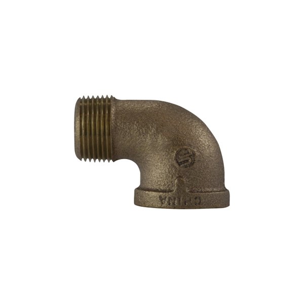 Midland Metal® - 3/8" NPT(M) to 3/8" NPT(F) 90° Bronze Elbow Street Pipe/Pipe Adapter
