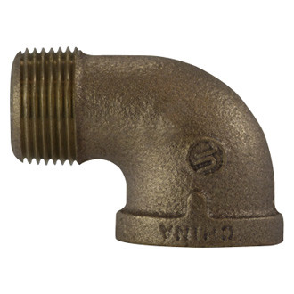 Midland Metal® - 1-1/2" NPT(M) to 1-1/2" NPT(F) 90° Bronze Elbow Street Pipe/Pipe Adapter