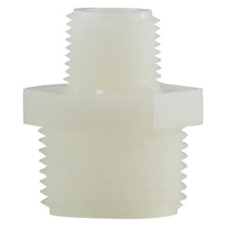 Midland Metal® - 1/2" MIP(M) to 1/4" MIP(M) Nylon White Pipe/Pipe Hex Adapter