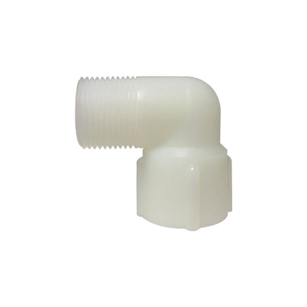 Midland Metal® - 1/2" Male to 1/2" Female 90° Nylon White Elbow Pipe/Pipe Adapter