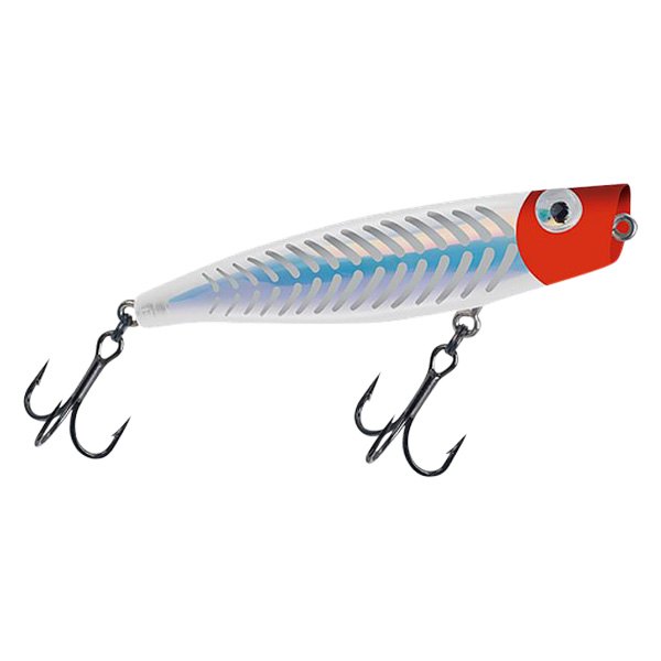 MirrOlure® - C-Eye Poppa Mullet™ Surface Popper 3.62" 1/2 oz. Red Head/White Back and Belly/Silver Scale Hard Bait