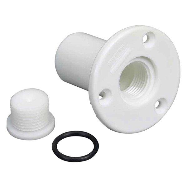 Moeller Marine® - 1-1/8" O.D. Plastic White Transom Drain Tube with Plug
