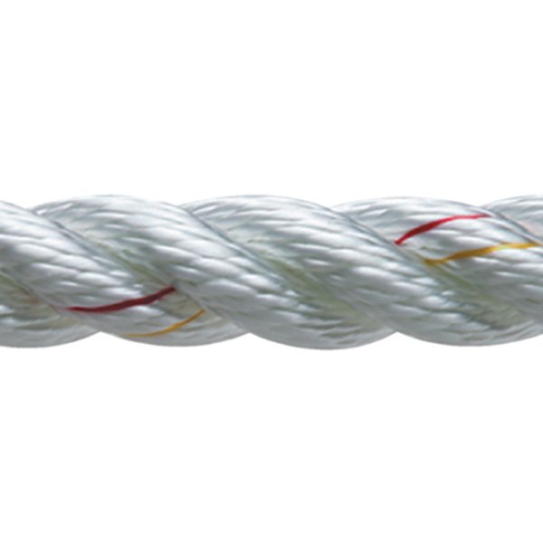 New England Ropes® - Premium 3/8" D x 15' L White with Tracer Nylon 3-Strand Dock Line