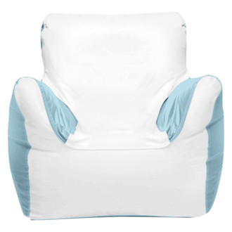 Ocean-Tamer® - 21" H x 29" W x 29" D White/Ice Blue Small Armchair Bean Bag Chair