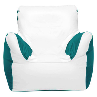 Ocean-Tamer® - 21" H x 29" W x 29" D White/Teal Small Armchair Bean Bag Chair