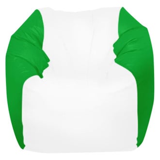 Ocean-Tamer® - 28" H x 36" W x 36" D White/Lime Green Large Round Bean Bag Chair