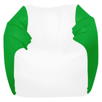Ocean-Tamer® - 24" H x 36" W x 36" D White/Lime Green Medium Round Bean Bag Chair