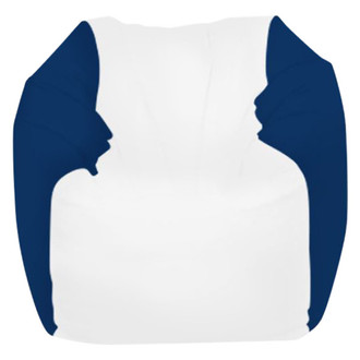 Ocean-Tamer® - 24" H x 36" W x 36" D White/Navy Blue Medium Round Bean Bag Chair
