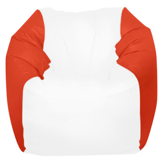 Ocean-Tamer® - 24" H x 36" W x 36" D White/Orange Medium Round Bean Bag Chair