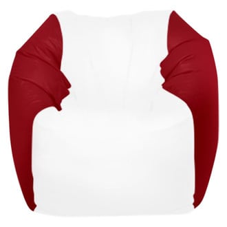 Ocean-Tamer® - 24" H x 36" W x 36" D White/Red Medium Round Bean Bag Chair