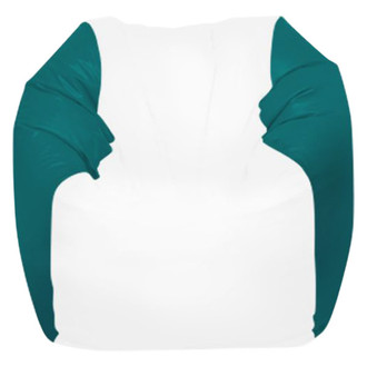 Ocean-Tamer® - 24" H x 36" W x 36" D White/Teal Medium Round Bean Bag Chair