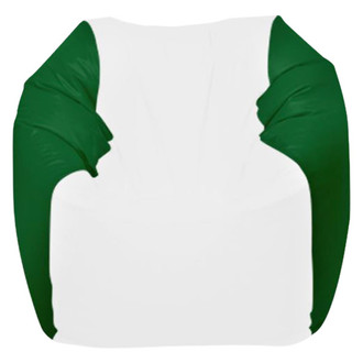 Ocean-Tamer® - 21" H x 33" W x 30" D White/Green Small Round Bean Bag Chair