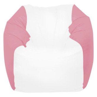 Ocean-Tamer® - 21" H x 33" W x 30" D White/Pink Ice Small Round Bean Bag Chair