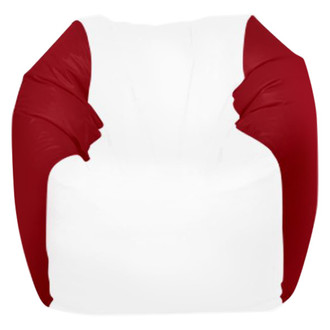 Ocean-Tamer® - 21" H x 33" W x 30" D White/Red Small Round Bean Bag Chair