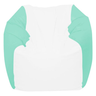 Ocean-Tamer® - 21" H x 33" W x 30" D White/Sea Foam Green Small Round Bean Bag Chair