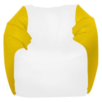Ocean-Tamer® - 21" H x 33" W x 30" D White/Yellow Small Round Bean Bag Chair