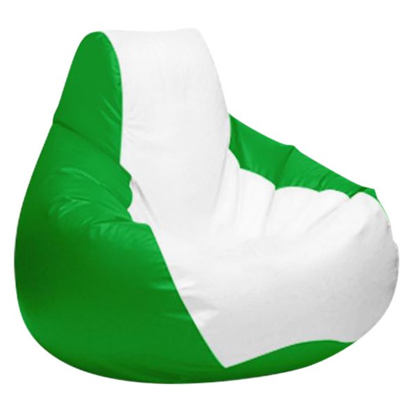  Ocean-Tamer® - 30" H x 38" W x 38" D White/Lime Green Large Teardrop Bean Bag Chair