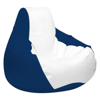 Ocean-Tamer® - 30" H x 38" W x 38" D White/Navy Blue Large Teardrop Bean Bag Chair