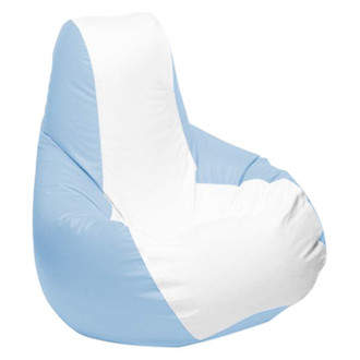 Ocean-Tamer® - 30" H x 33" W x 44" D White/Carolina Blue Medium Longneck Teardrop Bean Bag Chair